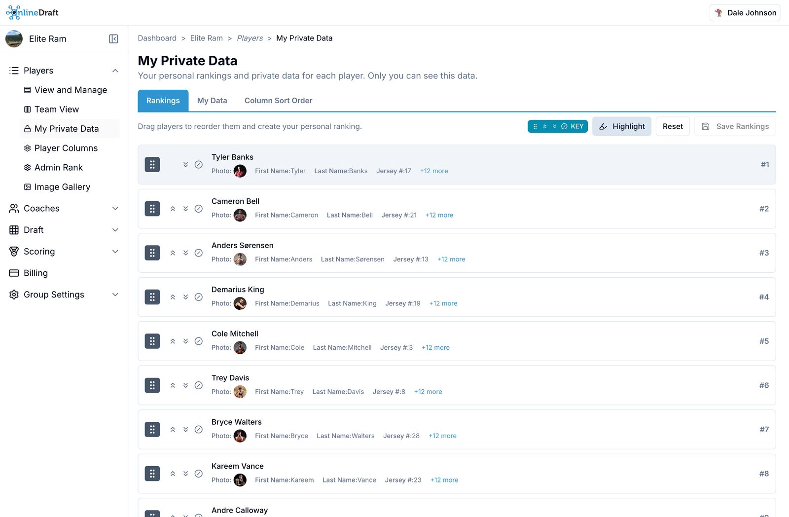 Each participant drags to build their own private ranking